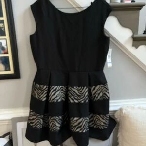 Tiana B. Black Lace Stripe Scoop Back Sleeveless Party Dress sz 18 NWT